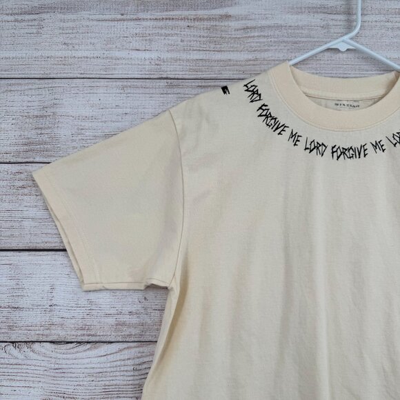 Sixelar Beverly Hills Lord Forgive Me T-Shirt Adult Size Large Cream - Picture 3 of 9